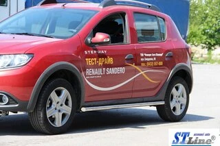 Бічні труби BB001 (2 шт., нерж) 60 мм для Renault Sandero 2013-2022 рр