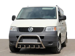 Кенгурятник WT003 (нерж) 60мм, з написом для Volkswagen T5 Transporter 2003-2010 рр