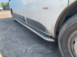 Бокові пороги Premium (2 шт., нерж.) 60 мм, коротка база для Nissan Primastar 2002-2014 рр