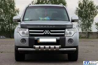Передній захист ST015 (нерж.) для Mitsubishi Pajero Wagon III
