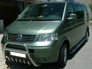 Кенгурятник WT003 (нерж) 60мм, з написом для Volkswagen T5 Transporter 2003-2010 рр