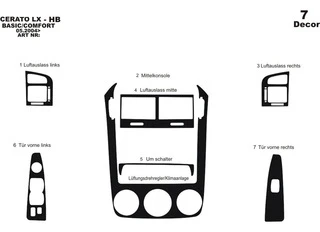 Накладки на панель 2004-2006 (HB) Алюміній для Kia Cerato 1 рр