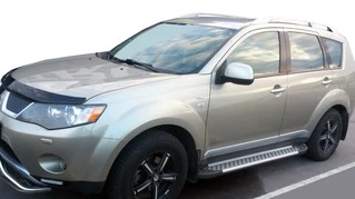 Бокові пороги Allmond Grey (2 шт., алюм.) для Mitsubishi Outlander 2006-2012рр