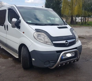 Кенгурятник WT003-4 (нерж.) З написом для Opel Vivaro 2001-2015 рр