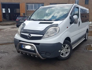 Кенгурятник WT003-4 (нерж.) З написом для Opel Vivaro 2001-2015 рр