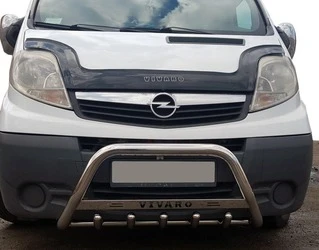 Кенгурятник WT003-4 (нерж.) З написом для Opel Vivaro 2001-2015 рр