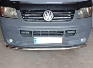 Нижня одинарна губа (нерж) 42мм для Volkswagen T5 Multivan 2003-2010 рр