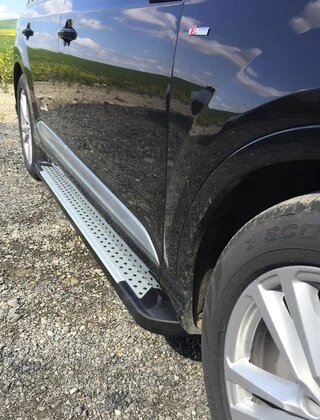 Бокові пороги Allmond Grey (2 шт., Алюміній) для Ауди Q7 2015- рр