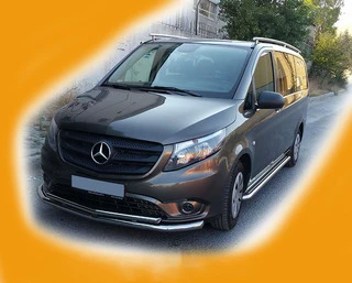 Передній захист ST014 (нерж.) 60/42 для Mercedes Vito / V-class W447 2014- рр