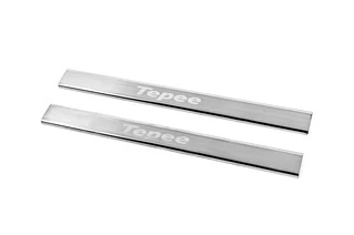 Накладки на пороги Carmos V3 (нерж) Передні двері (2 шт) для Peugeot Partner Tepee 2008-2018 рр