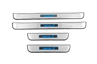 Накладки на пороги Libao LED (4 шт, нерж) для Mazda 3 2009-2013 рр