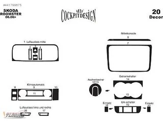 Накладки на панель (Meric) дерево для Skoda Fabia 2007-2014рр